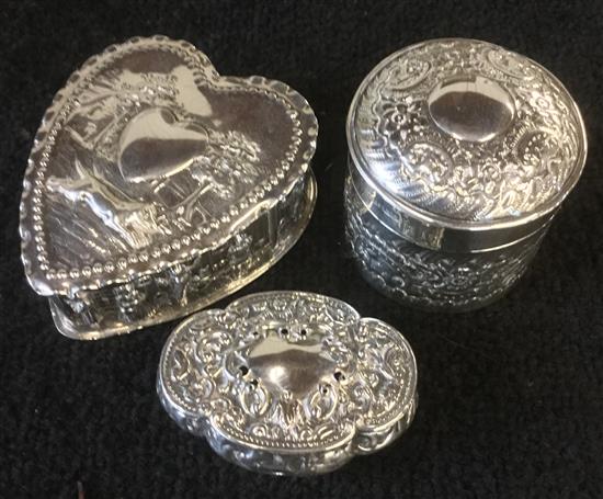 3 x silver trinket boxes